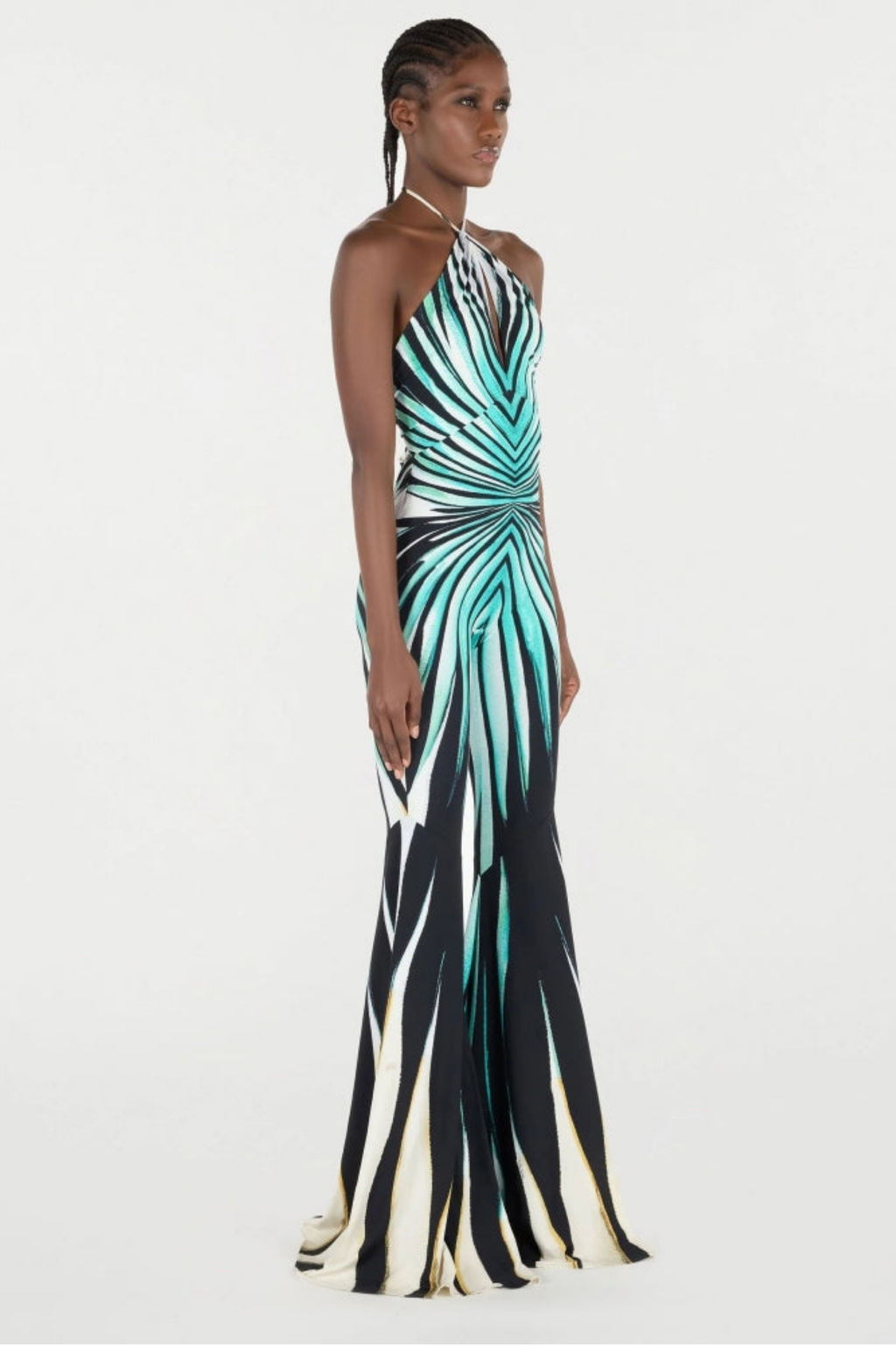 Ocean Print Halter Flared Jumpsuit