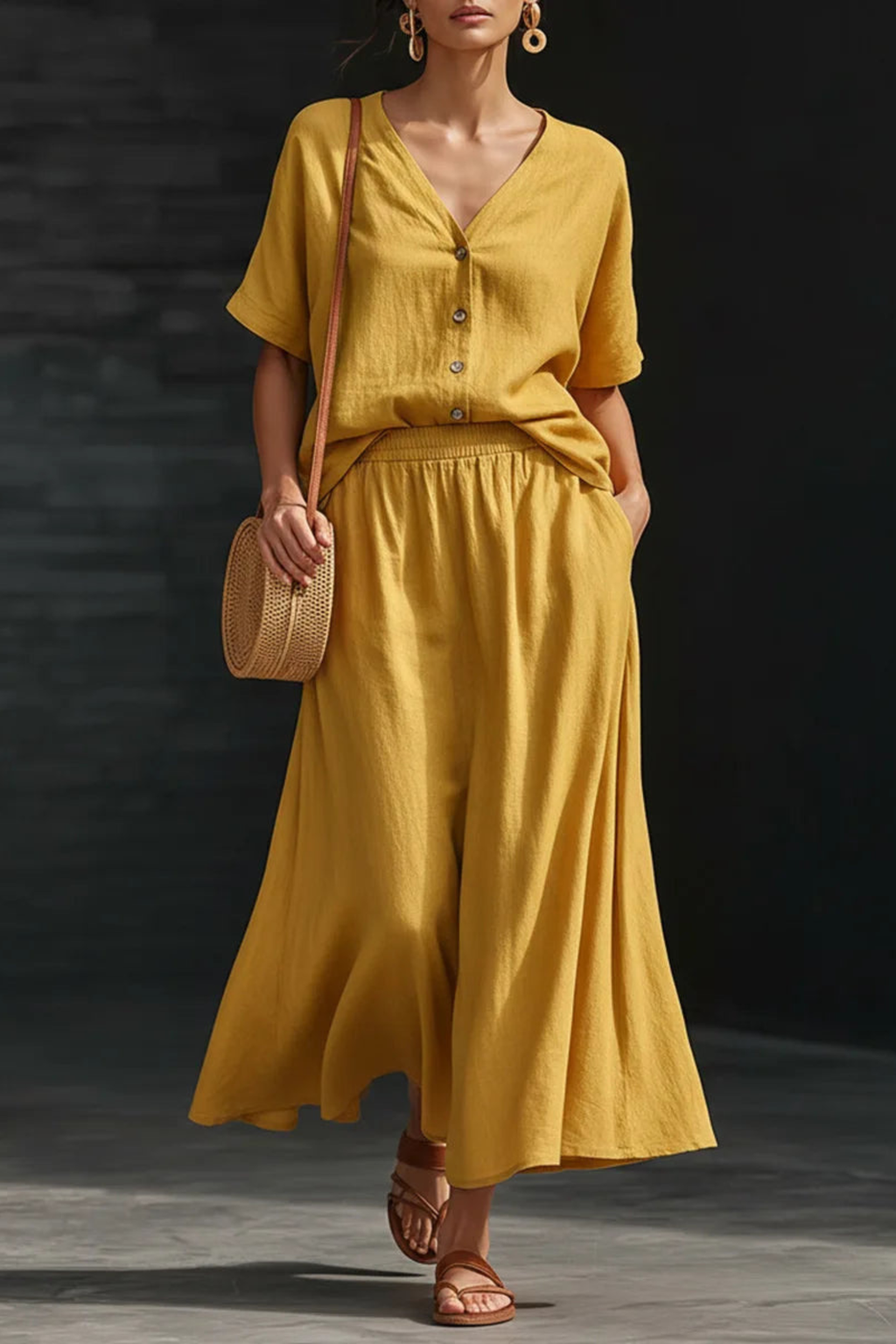 Harmony Lane Buttoned Midi Co-Ord Set