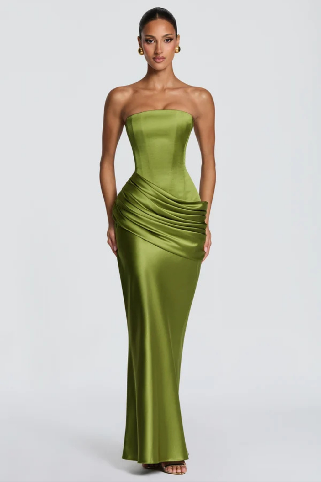 Asymmetric Off Shoulder Drape Maxi Dress