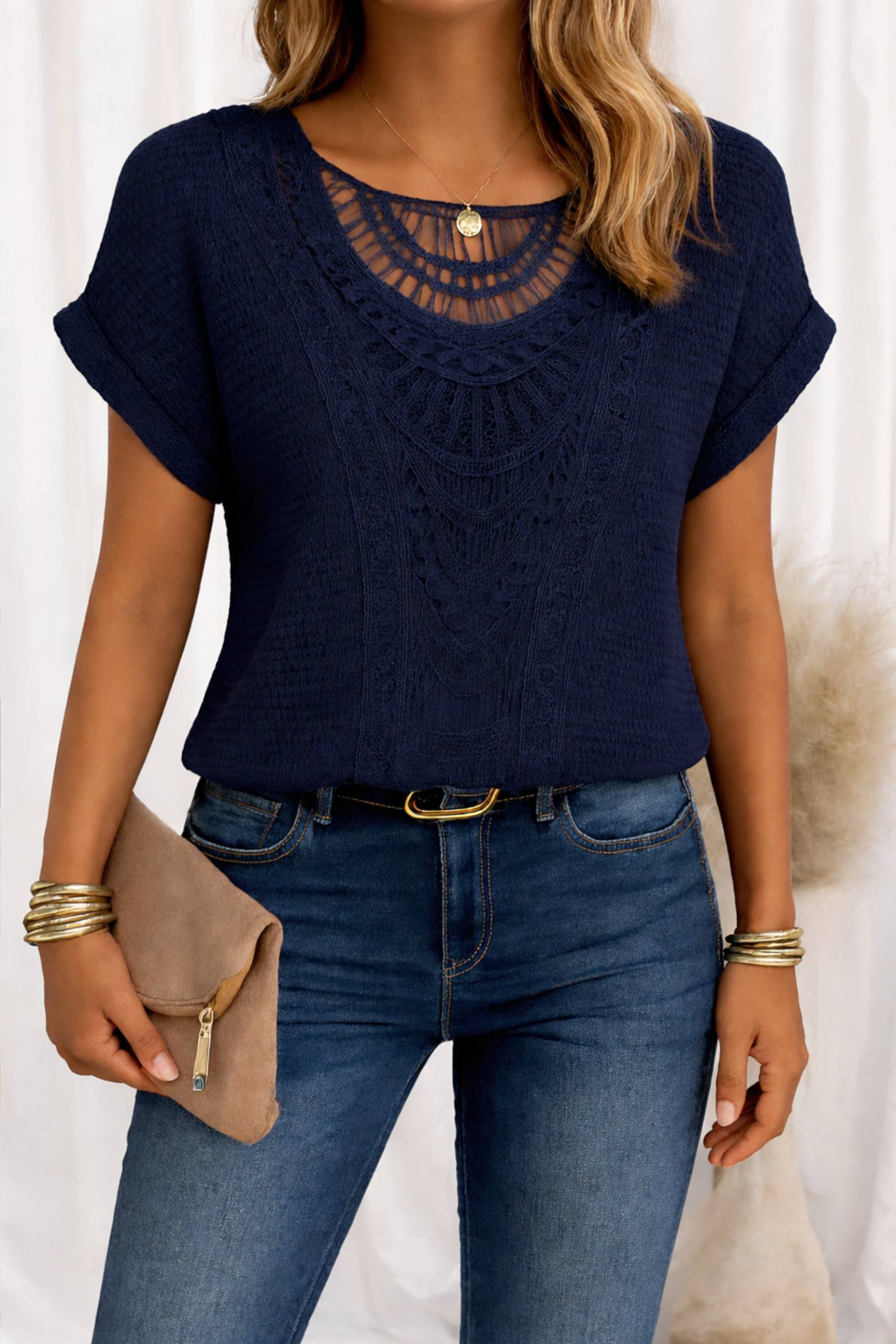 Boho Chic Crochet Lace Short Sleeve Blouse