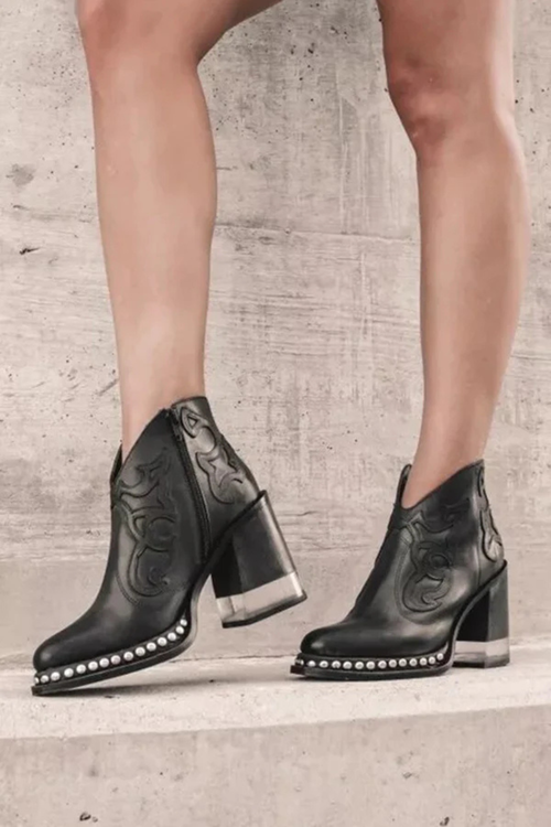 Crystal Embellished High Heel Boots