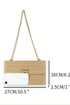 Seaside Luxe Straw Shoulder Bag with Chain Strap