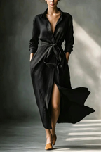 Willow Grace Belted Shirt Maxi Dress
