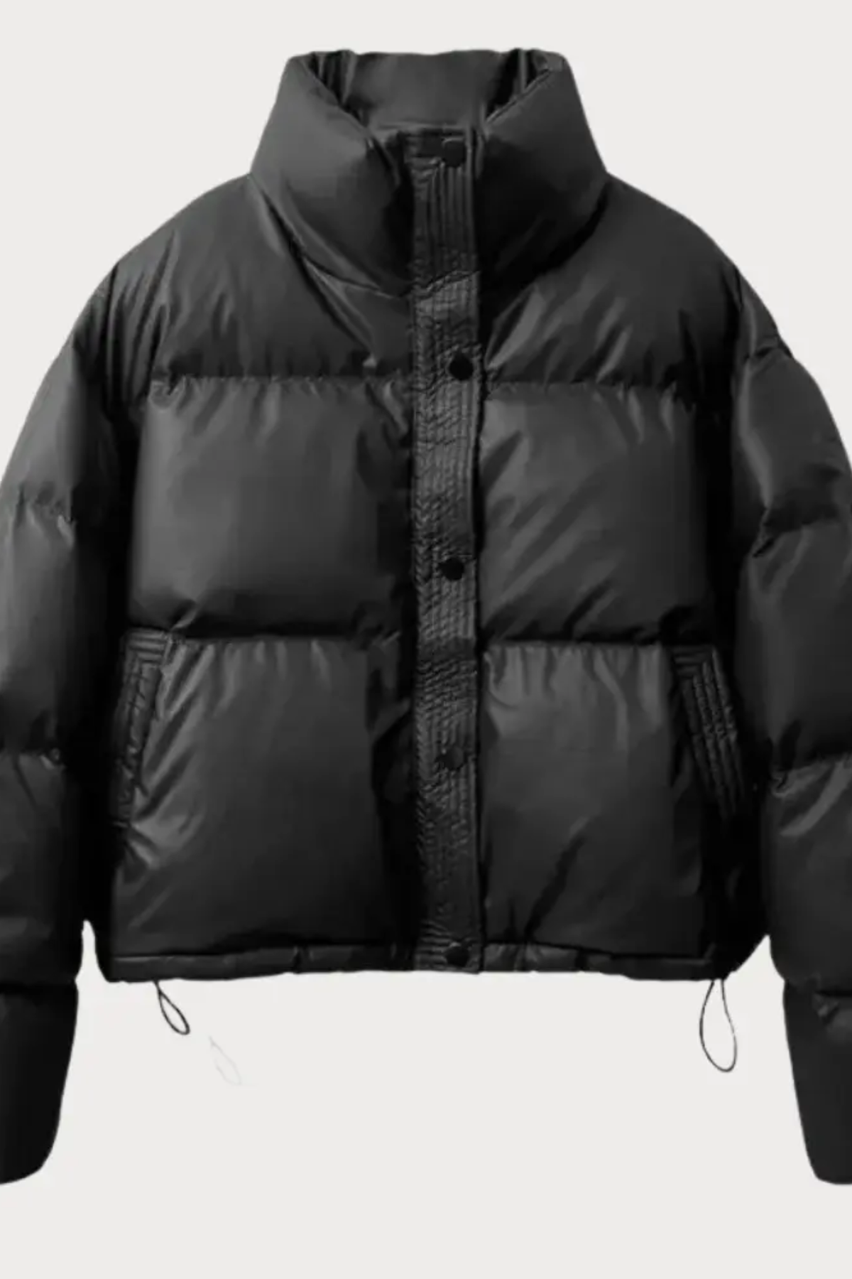 Cropped Quilted Stand Collar Jacket