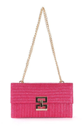 Seaside Luxe Straw Shoulder Bag with Chain Strap