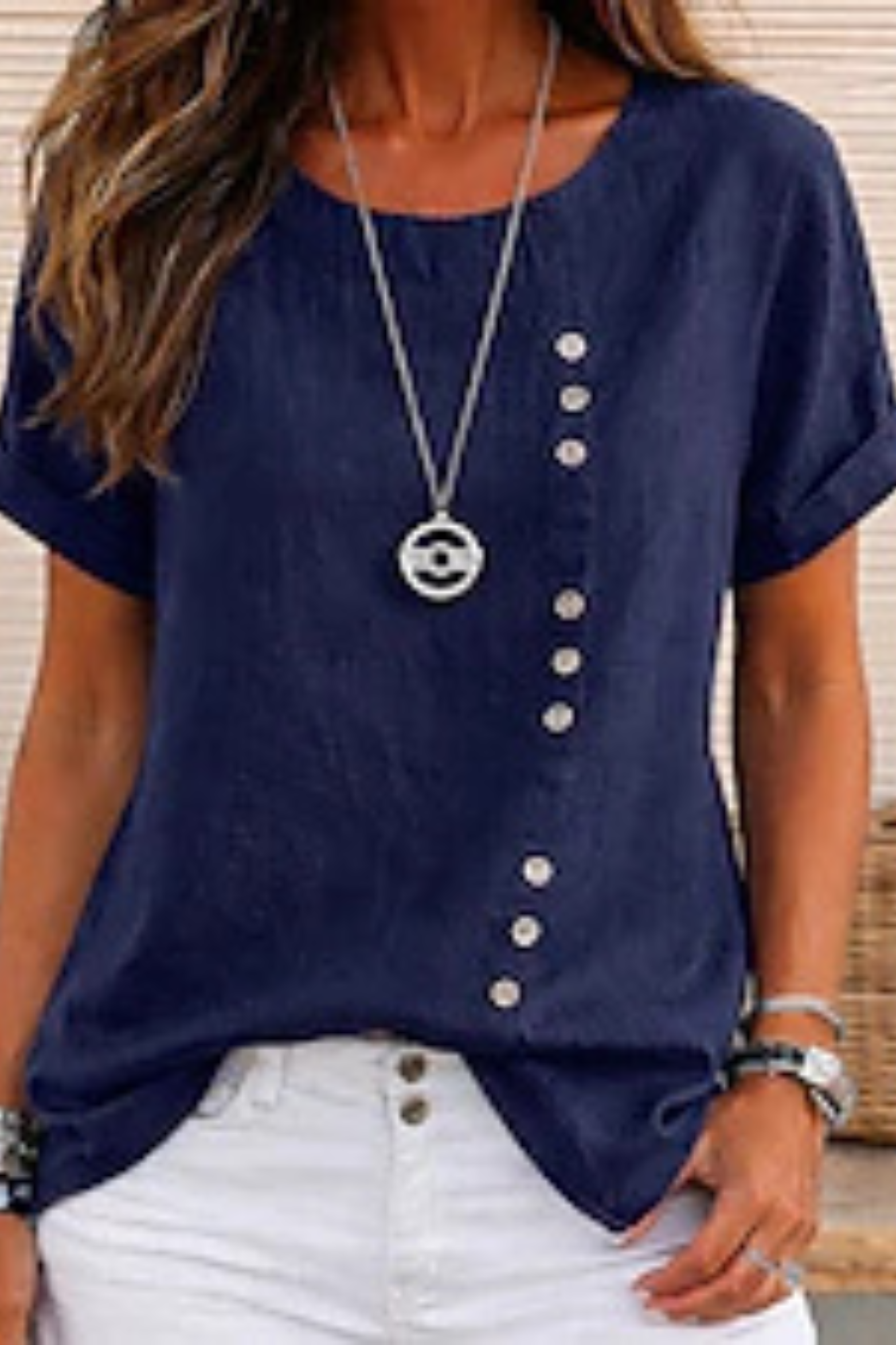 Women's Elowen Relaxed Linen Blend Button Tunic