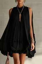 Sunlit Whisper Pleated Mini Dress