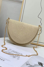 Coastal Charm Braided Straw Chain Bag
