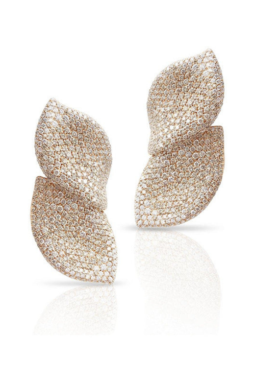 Diamond Leaf Drop Earrings
