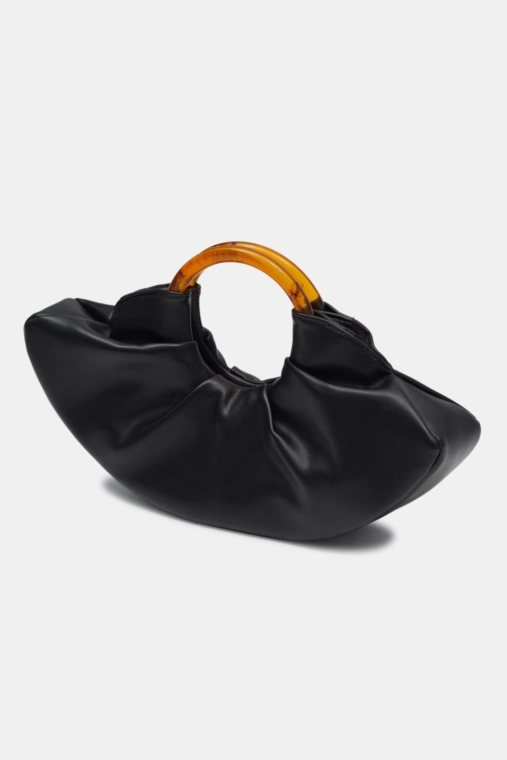 Modern Edge Ruched Handbag with Acrylic Handle
