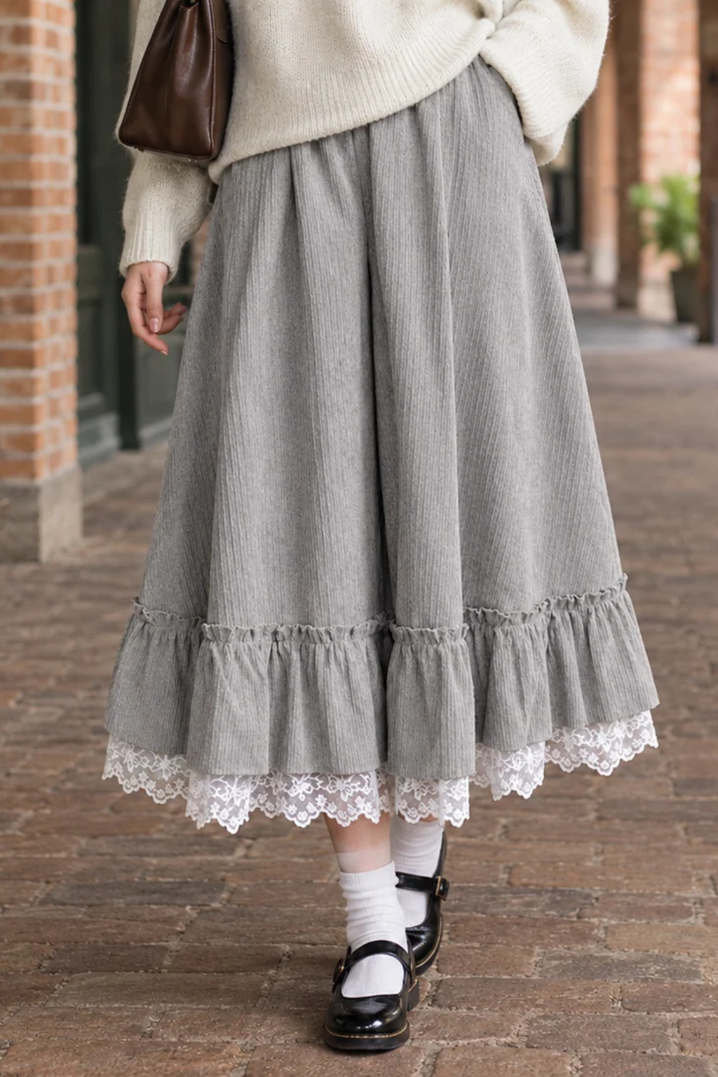 Ruffle Hem Wide Leg Culottes