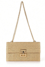 Seaside Luxe Straw Shoulder Bag with Chain Strap