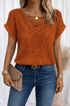 Boho Chic Crochet Lace Short Sleeve Blouse