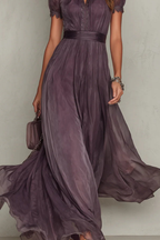 Whisper Lace Chiffon Maxi Dress