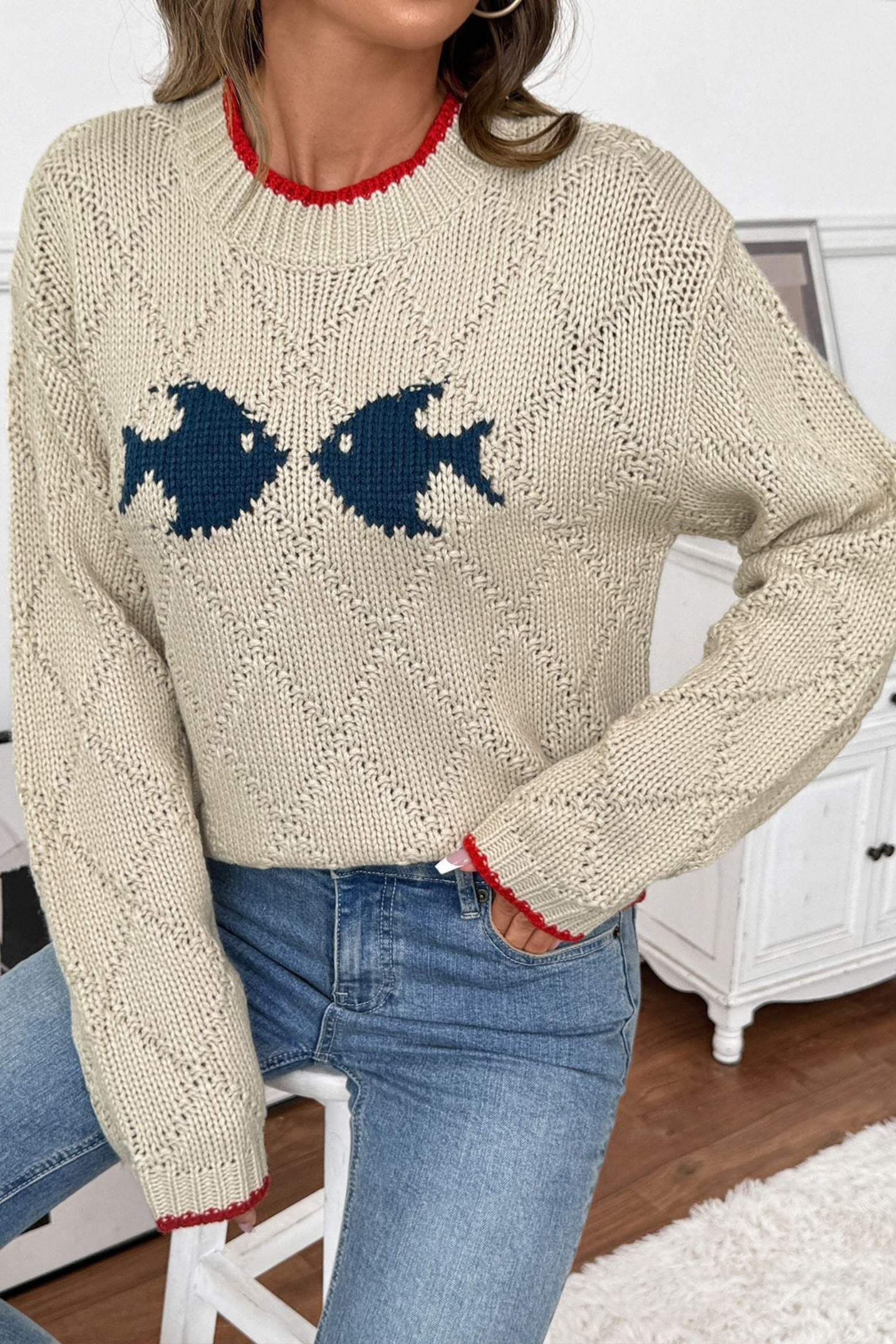 Women's Fish Pattern Knit Sweater