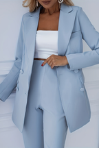 Women's Double-Breasted Woven Blazer Set