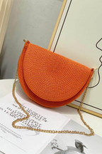 Coastal Charm Braided Straw Chain Bag