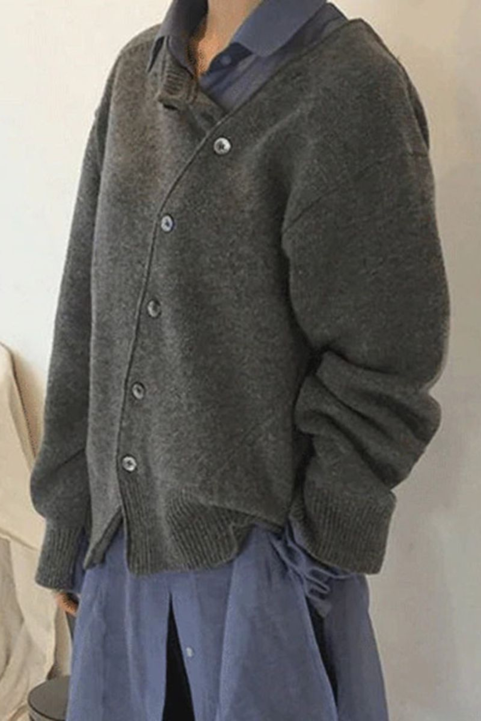 Women's Asymmetric Button Knit Sweater