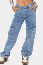 Women's Utility Fit Elastic Denim Pants