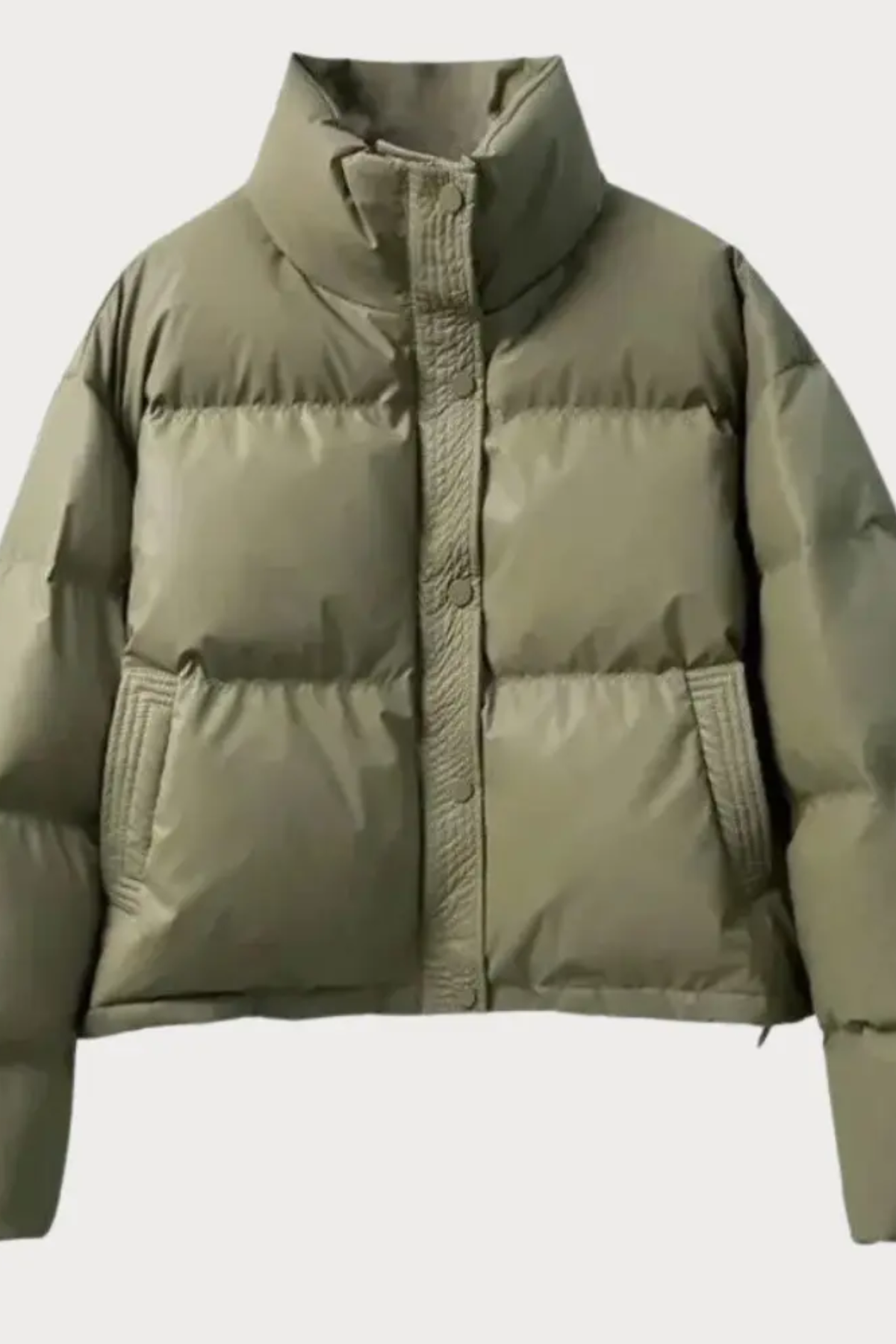 Cropped Quilted Stand Collar Jacket