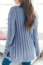 Textured Cable Knit Cardigan Sweater