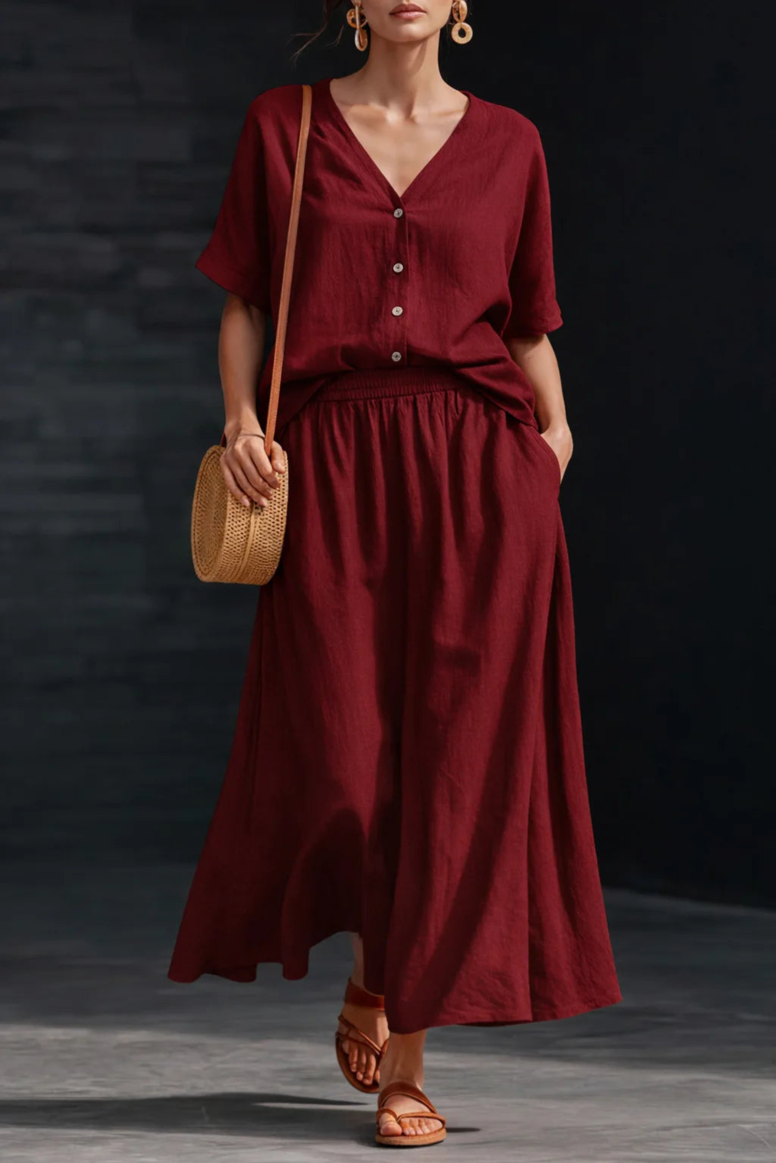 Harmony Lane Buttoned Midi Co-Ord Set