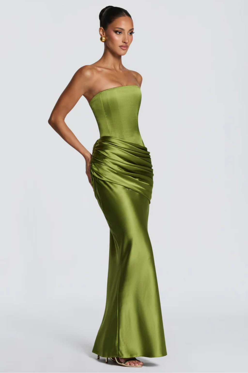 Asymmetric Off Shoulder Drape Maxi Dress