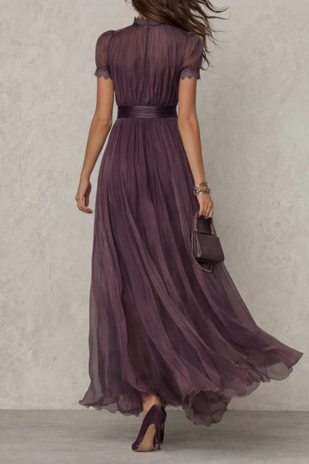 Whisper Lace Chiffon Maxi Dress