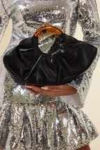 Modern Edge Ruched Handbag with Acrylic Handle
