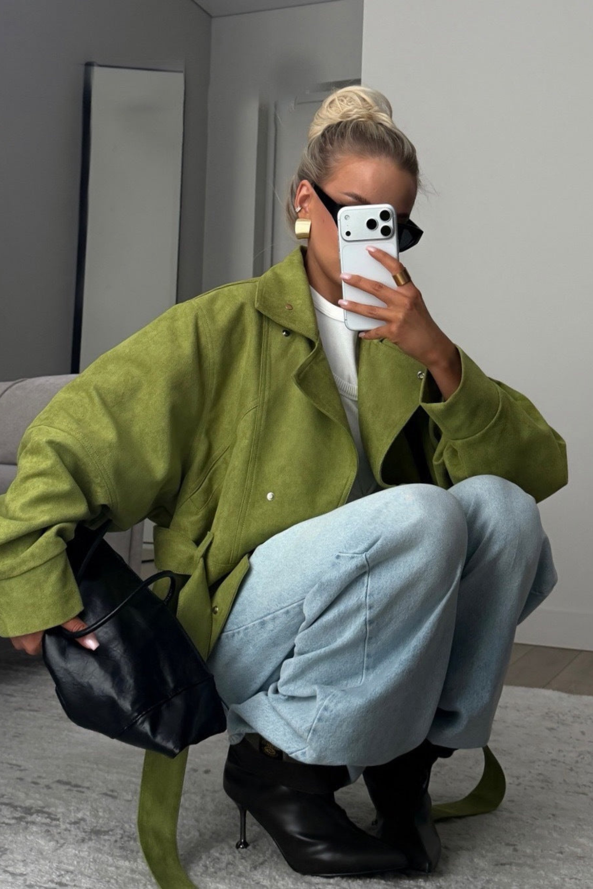 Belted High Neck Panel Jacket