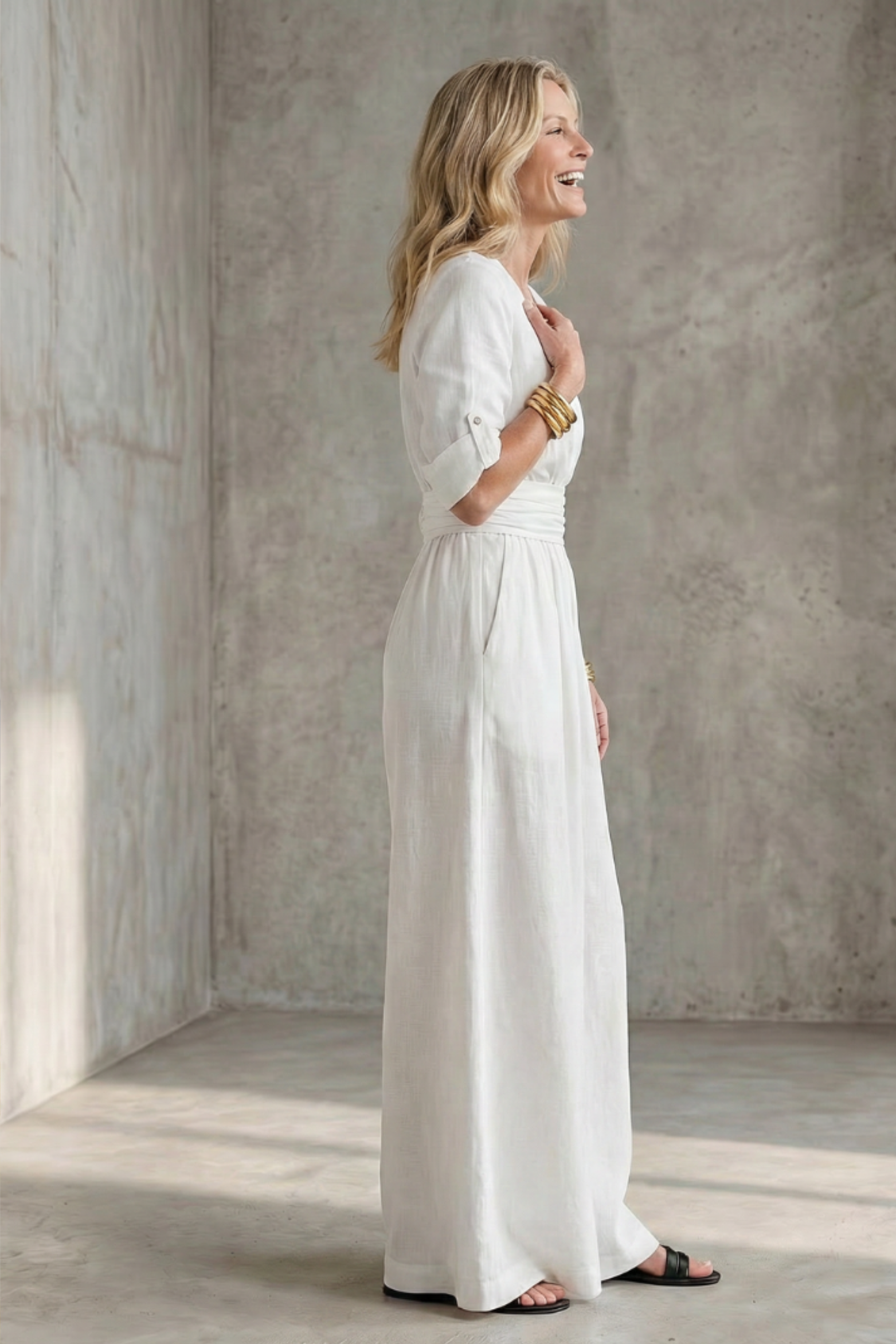 Chic Wrap V Neck Jumpsuit with Wide Leg Silhouette