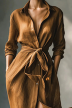 Willow Grace Belted Shirt Maxi Dress