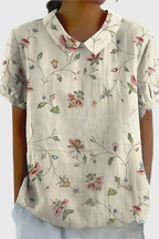 Women's Elara Floral Linen Blend Collared Blouse