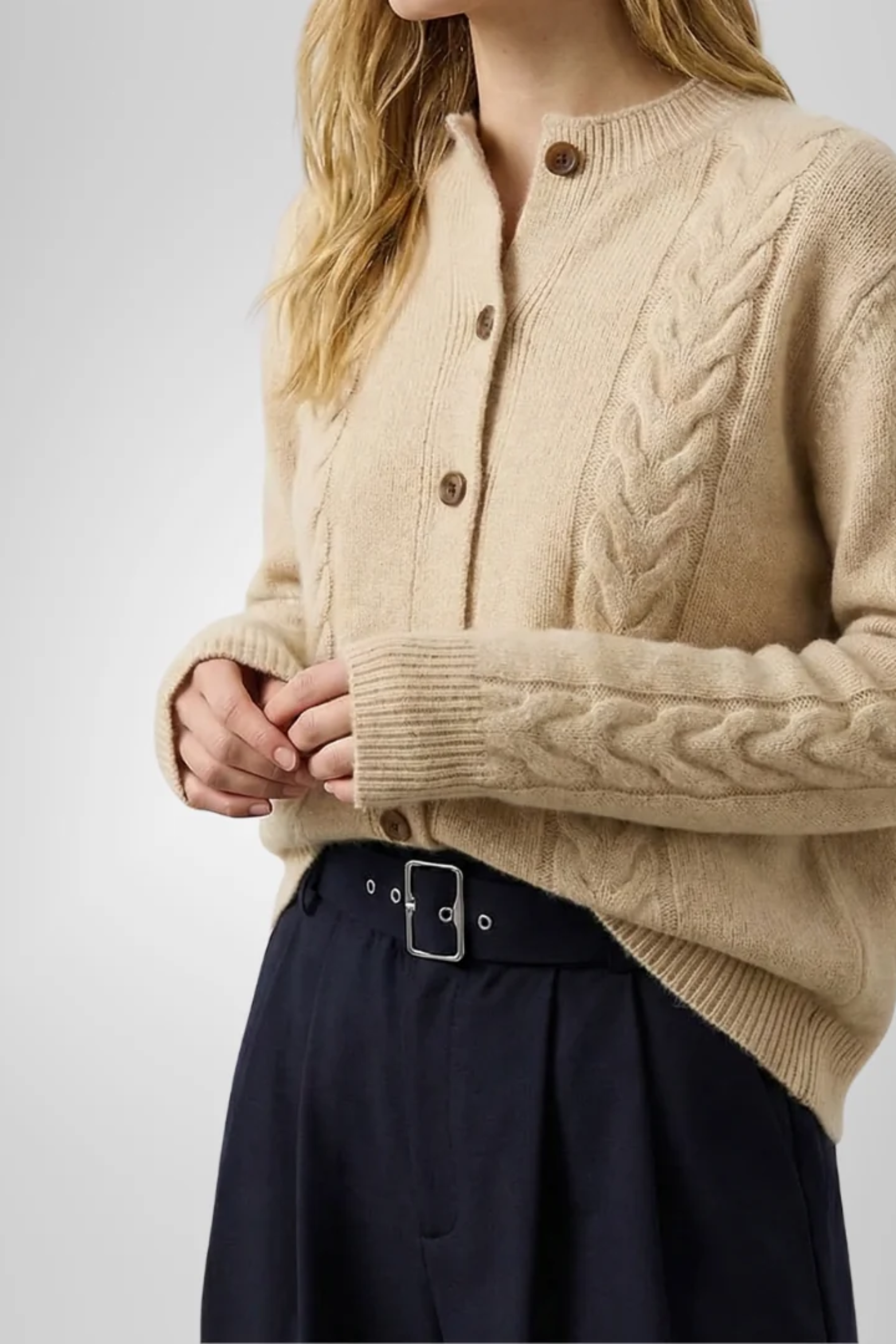 Women's Cashmere Blend Cable Knit Cardigan