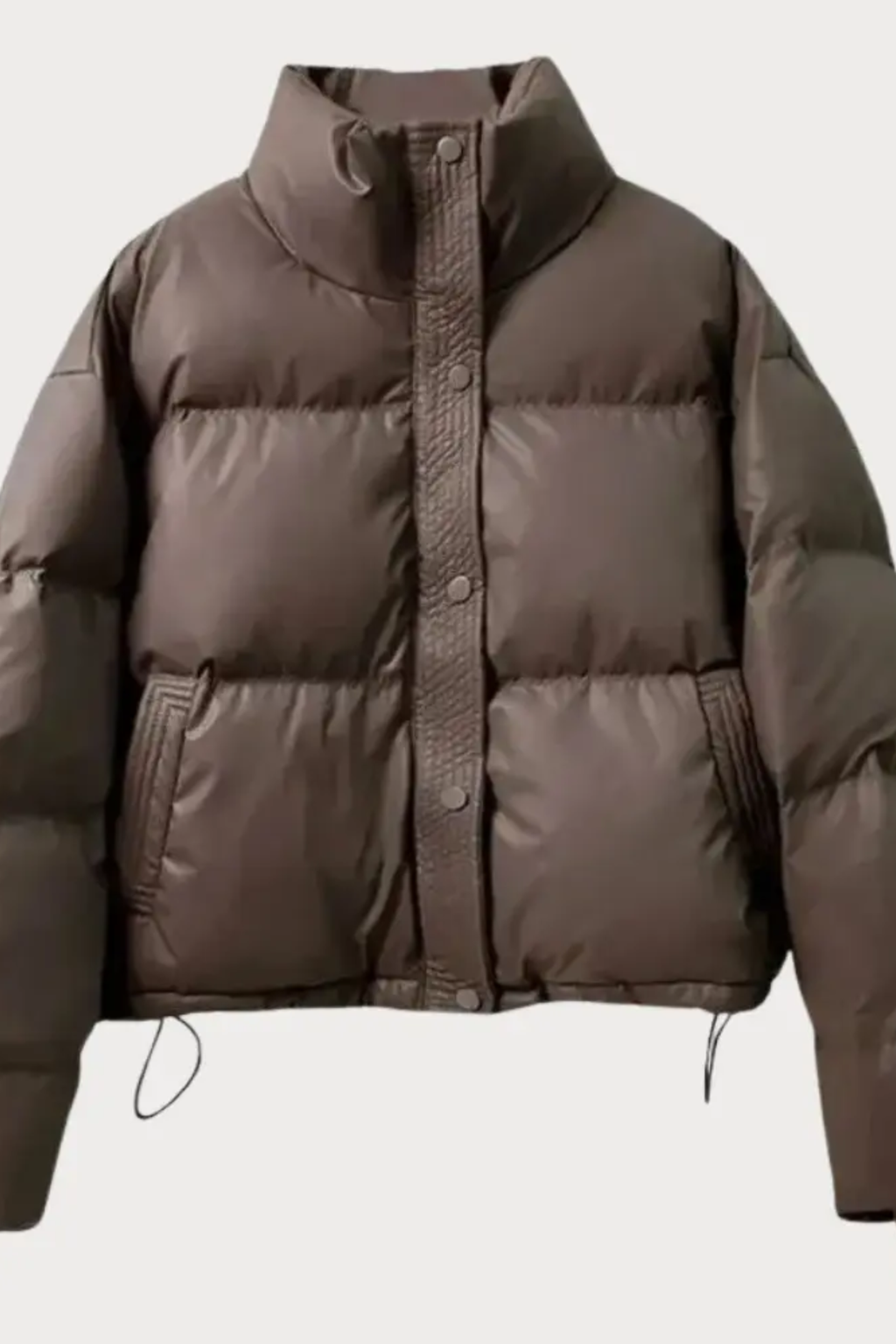 Cropped Quilted Stand Collar Jacket