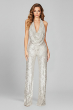 Midnight Radiance Sequin Halter Jumpsuit