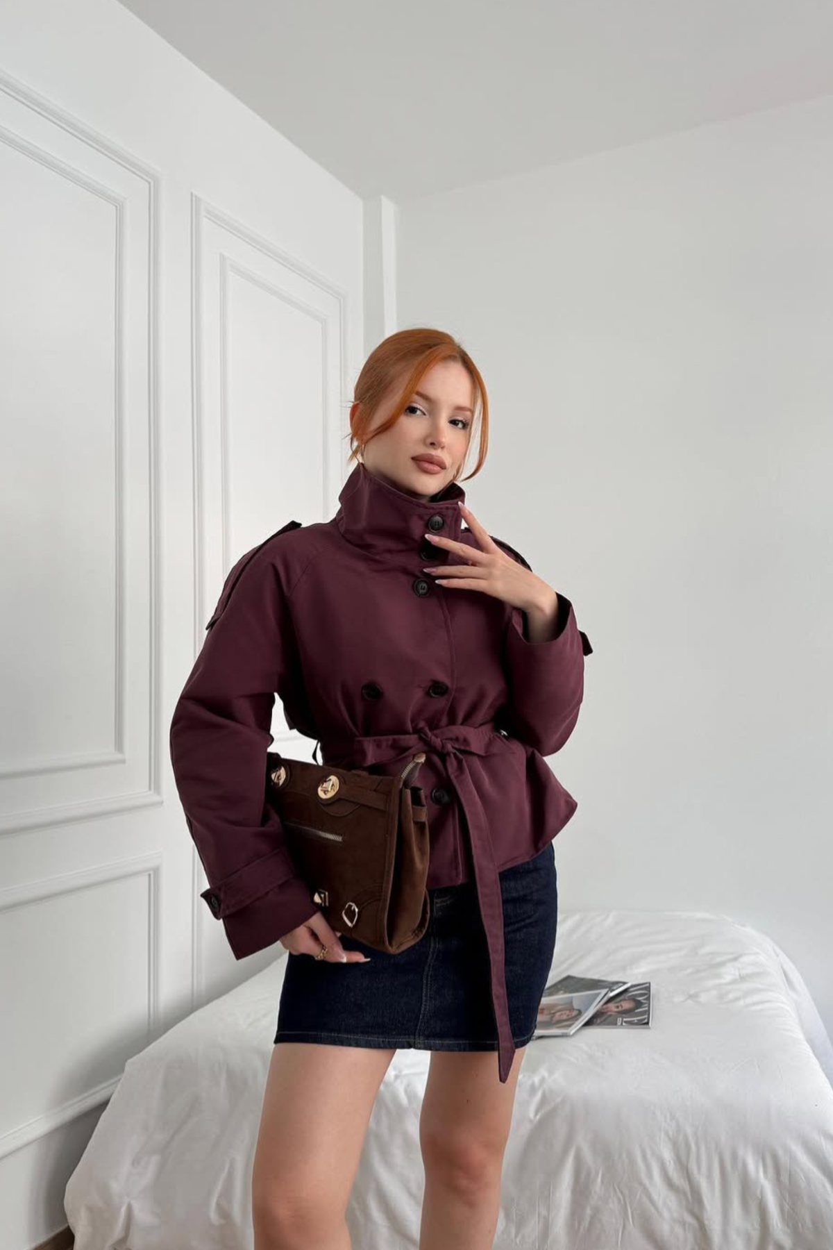 Belted Cropped Trench Coat