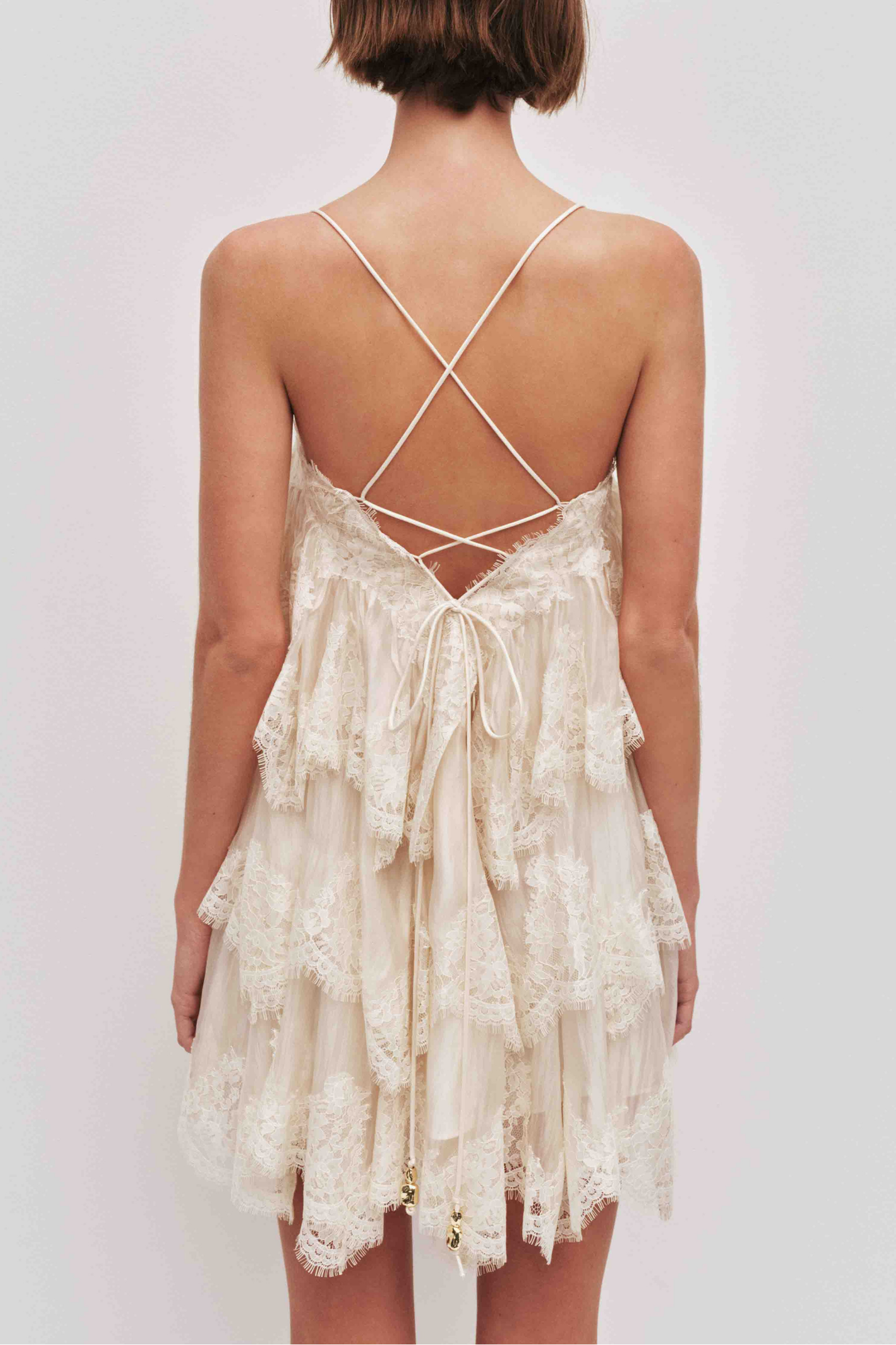 Lace Trim Layered Mini Dress