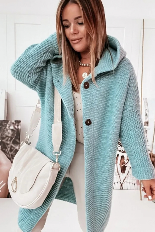 Coffee Button Down Hooded Cardigan