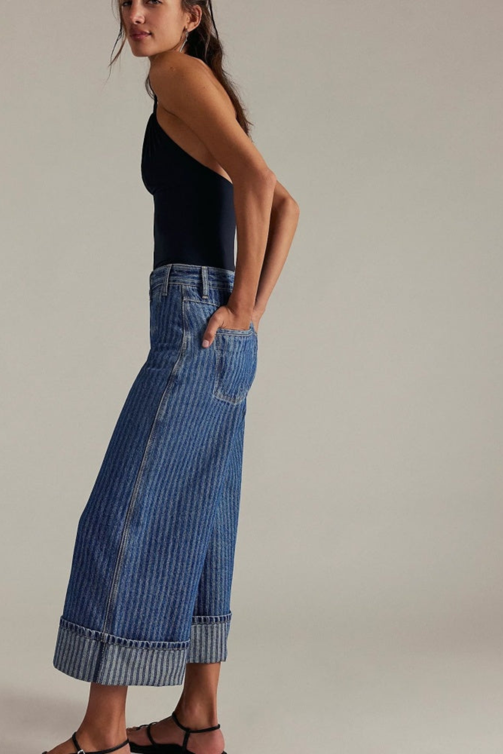 Women's Vintage Pinstripe Wide-Leg Jeans