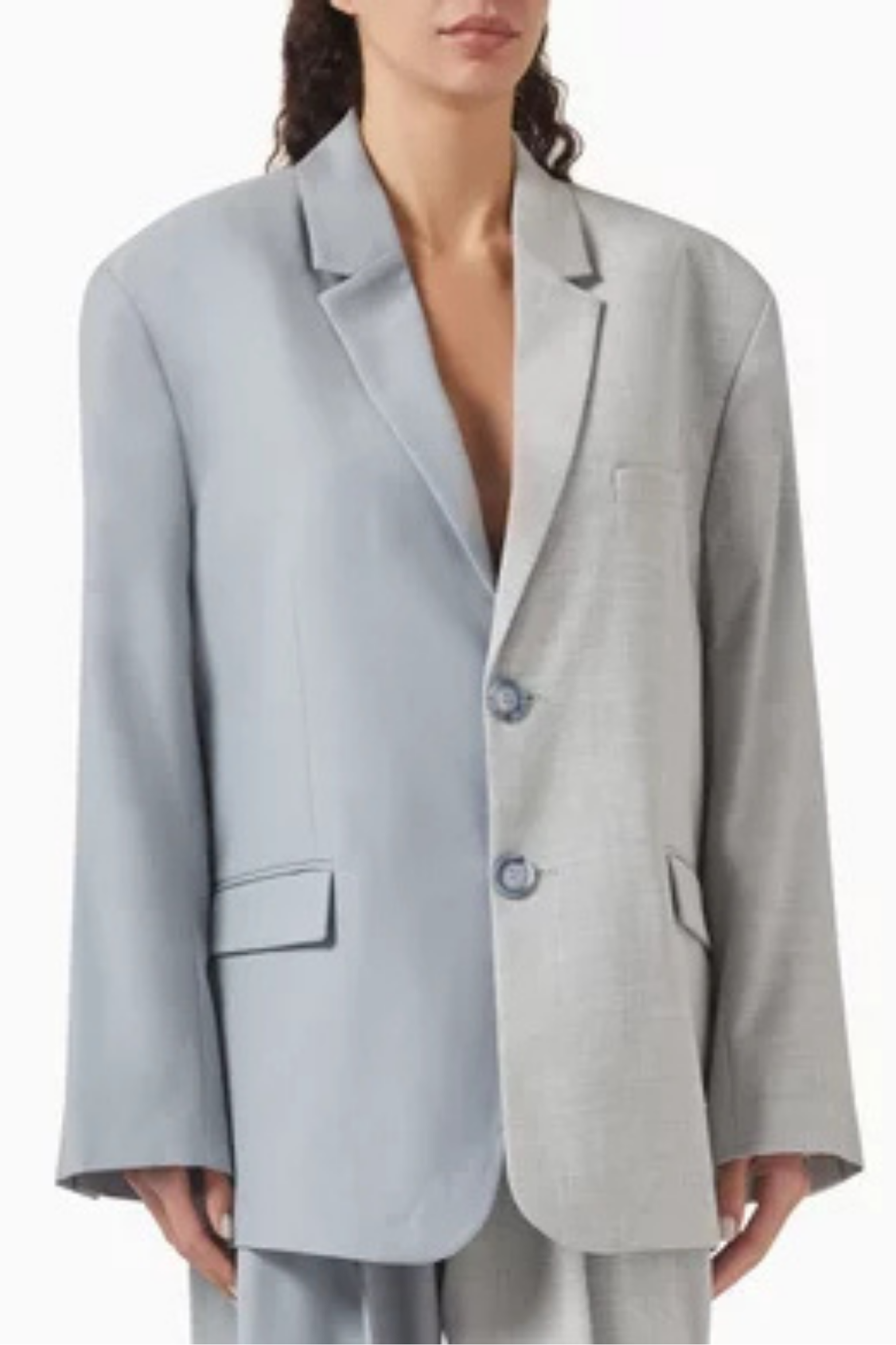 Two Tone Blazer Wide Leg Pants Set
