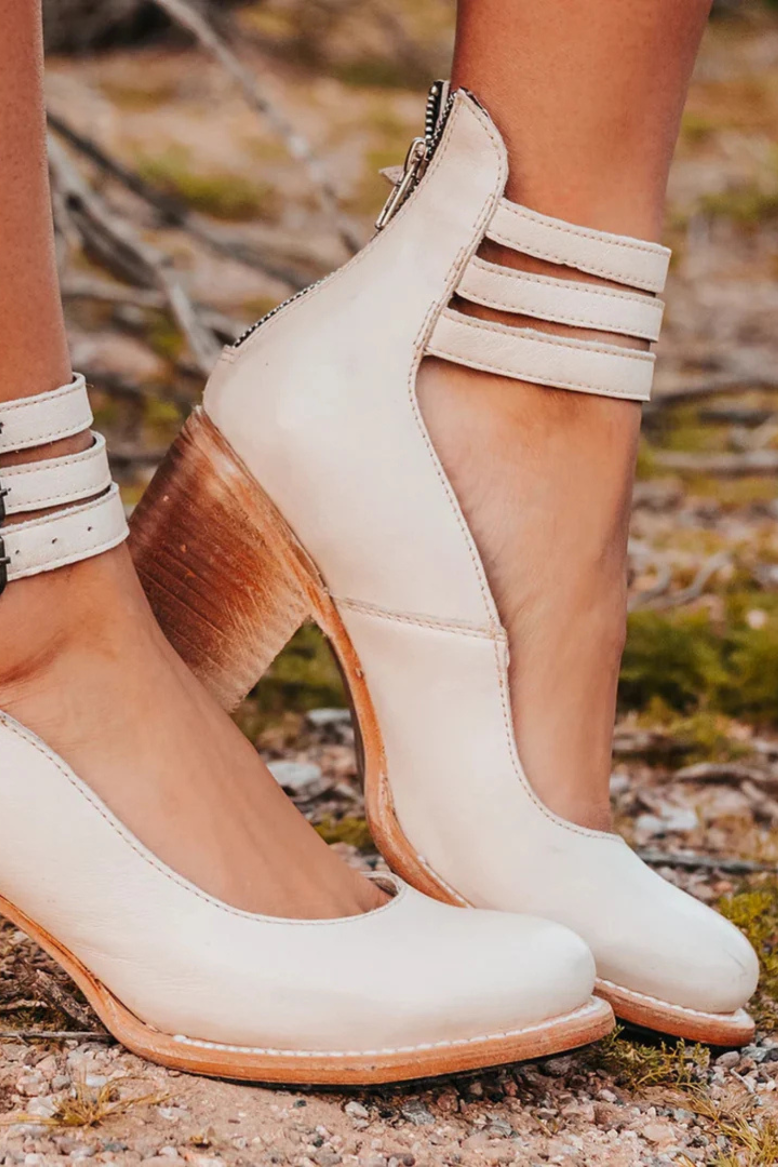 Shearling Linen Heeled Ankle Boots