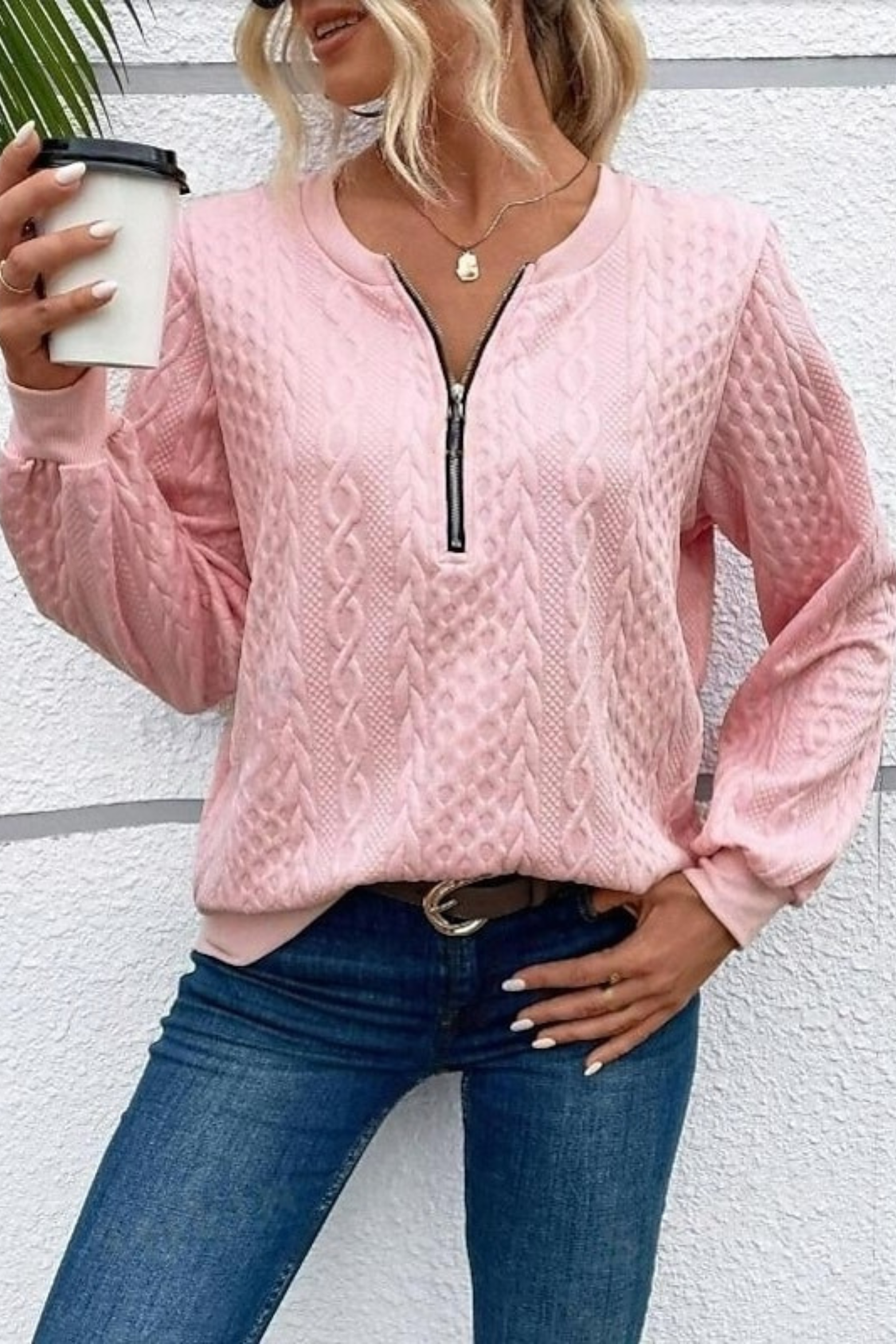 Women's Zip Neck Relaxed Sweatshirt