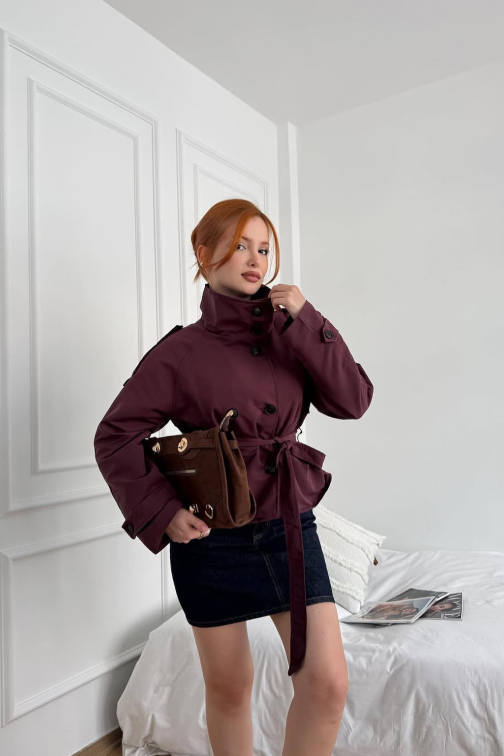 Belted Cropped Trench Coat