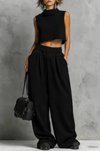 Women's Sienna Mock Neck Crop Top & Wide Leg Trouser Set