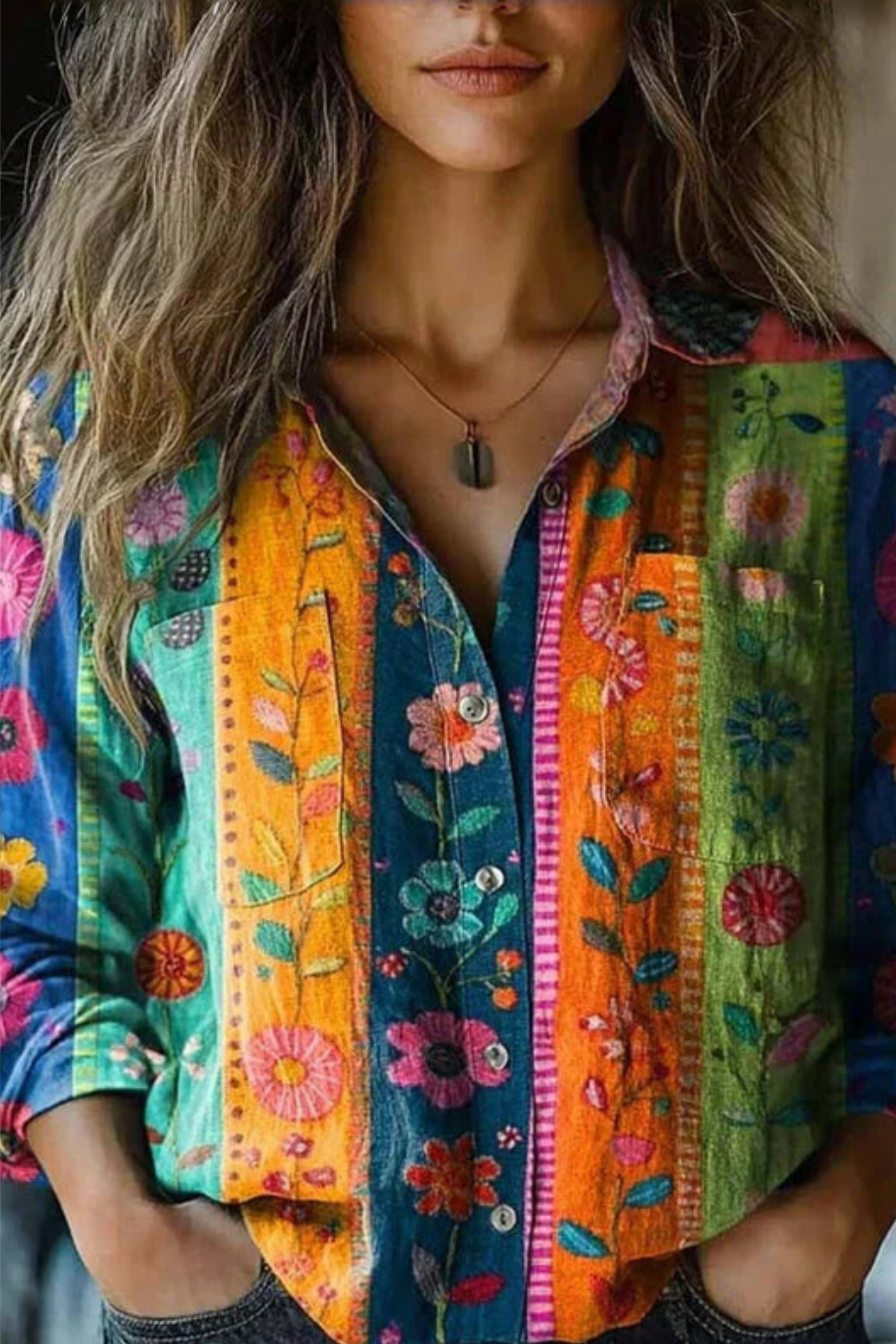 Floral Print Vintage Bohemian Blouse