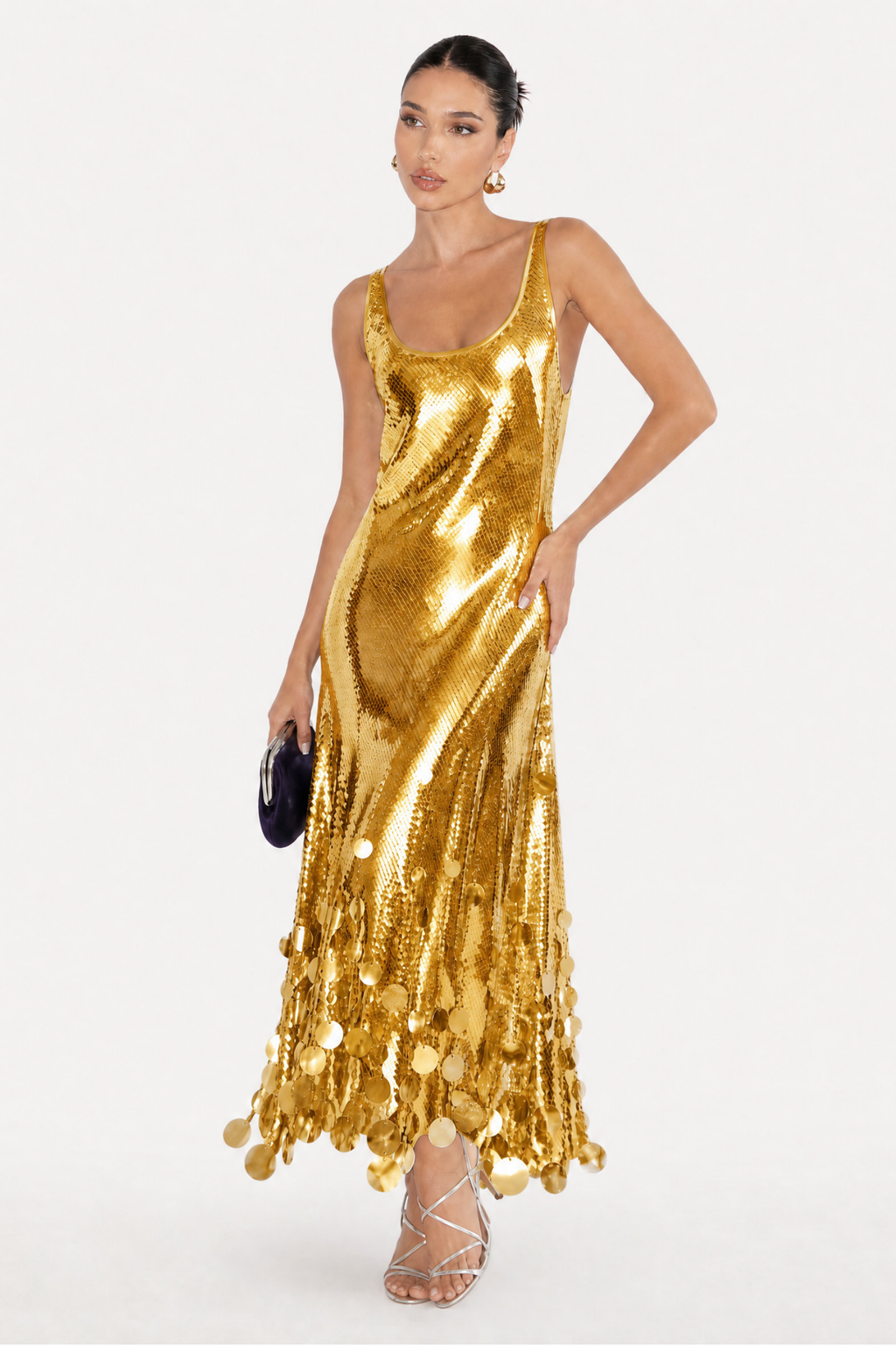Sequin Tassel Backless Maxi Dress