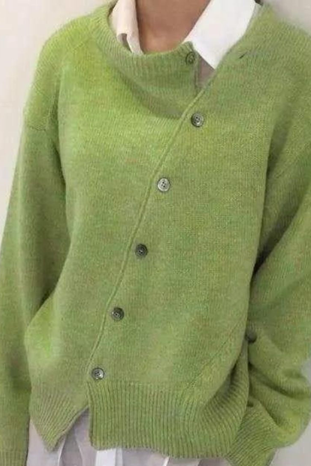 Women's Asymmetric Button Knit Sweater