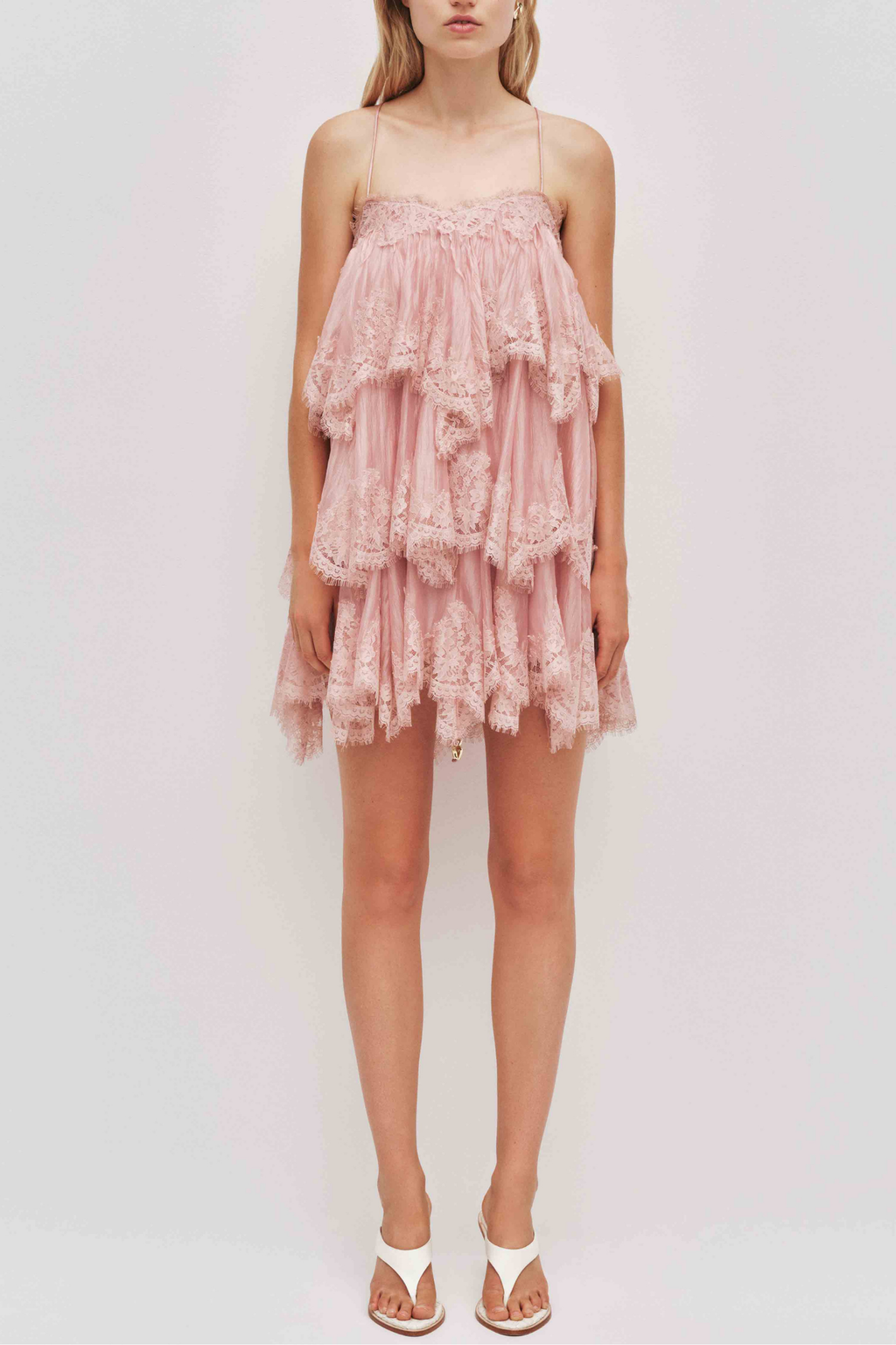 Lace Trim Layered Mini Dress