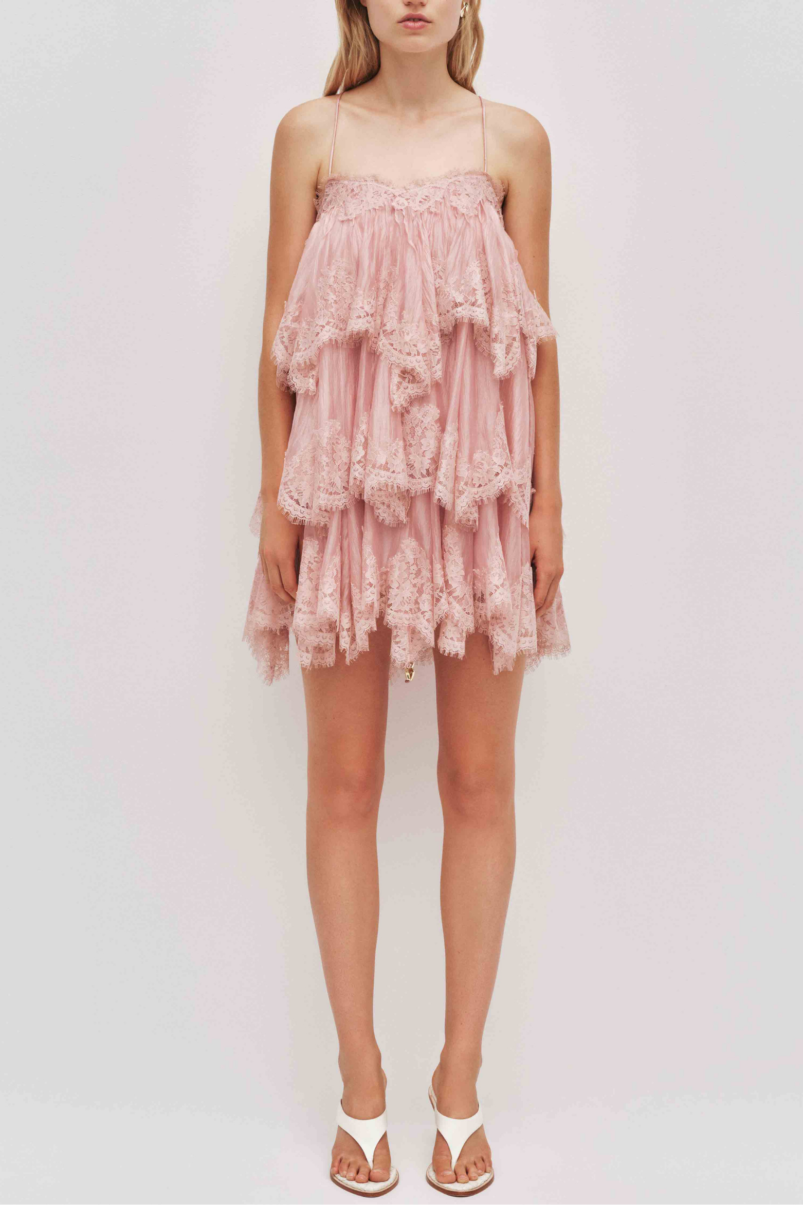 Lace Trim Layered Mini Dress